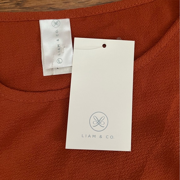 NWT Liam & Co. Rust Long Sleeve Top w/ Attached Sash - Picture 4 of 6